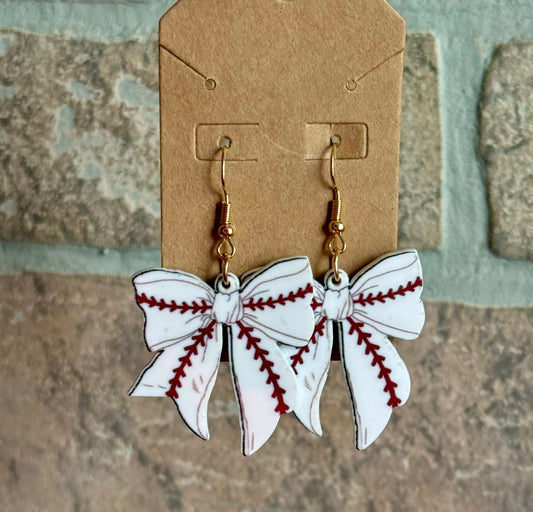Bow Baseball Earrings